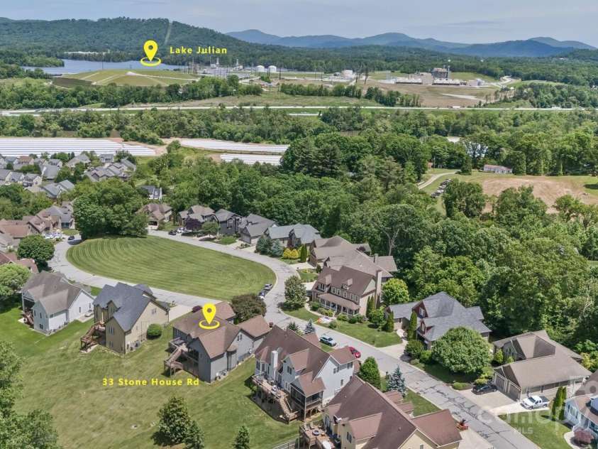 33 Stone House Road, Arden, NC 28704.  MLS# CAR4261250, YatesRealty ID 25362. Aerial view of neighborhood