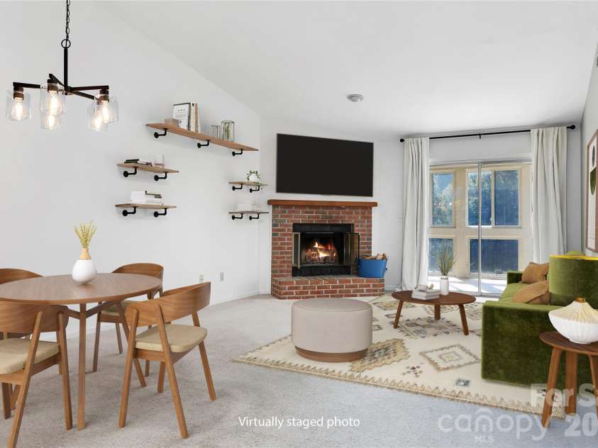 110 Lakeview Court, Brevard, NC 28712.  MLS# CAR4313488, YatesRealty ID 2540. Virtually staged Dining and Living Area.