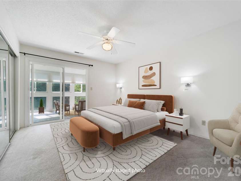 110 Lakeview Court, Brevard, NC 28712.  MLS# CAR4313488, YatesRealty ID 2540. Virtually staged Primary Bedroom