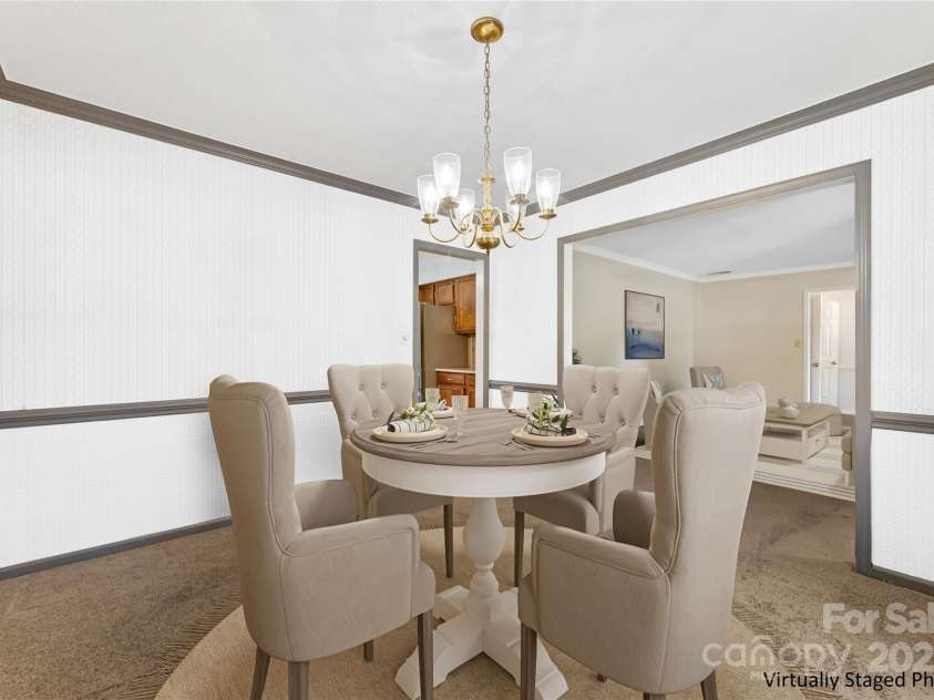 4601 Bournewood Lane, Charlotte, NC 28226.  MLS# CAR4278475, YatesRealty ID 25454. Dining Room Enhanced to show what walls may look like if white.