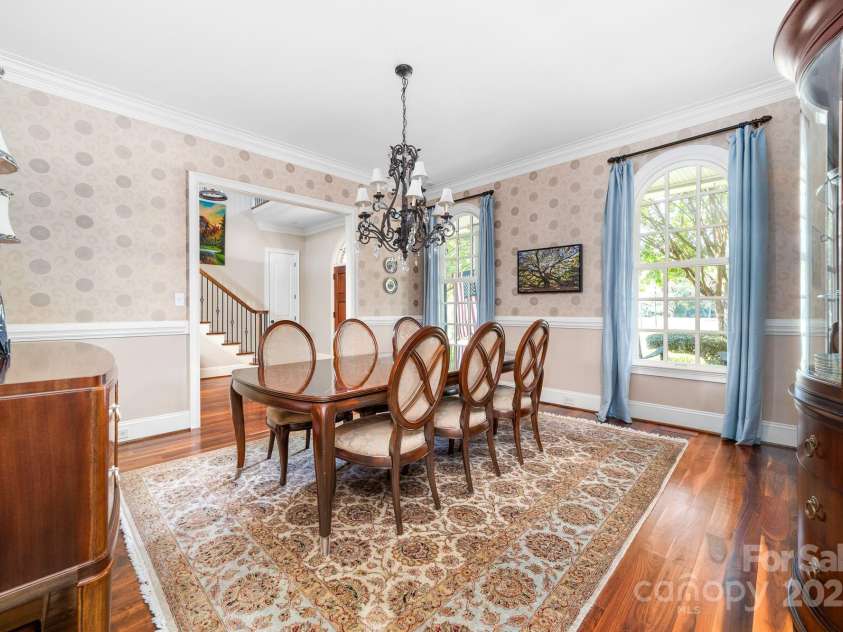 200 Galey Ridge, Cramerton, NC 28032.  MLS# CAR4278706, YatesRealty ID 25467. Interior: Dining Room with Large Arched Windows