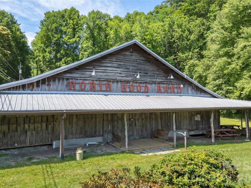 472 Cardinal Road, Brevard, NC 28712.  MLS# CAR4339828, YatesRealty ID 2548. Sherwood Forest Robin Hood Barn