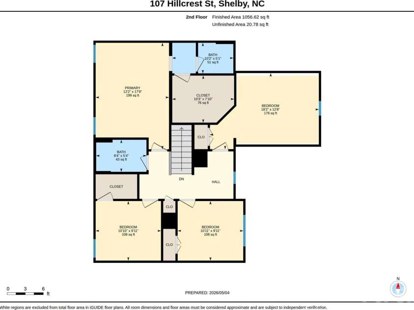107 Hillcrest Street, Shelby, NC 28152.  MLS# CAR4378081, YatesRealty ID 25522. 2nd floor floorplan