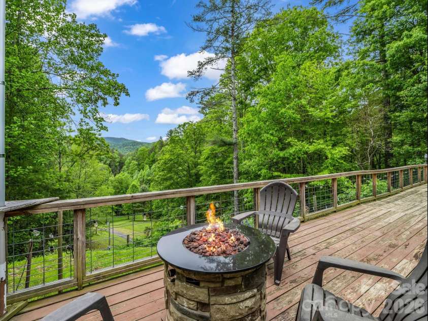 360 Shadow Lane, Green Mountain, NC 28740.  MLS# CAR4381079, YatesRealty ID 25534. Large deck with longe range views!**Virtually staged fire in pit***