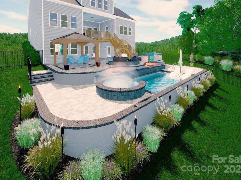 14230 Morningate Street, Huntersville, NC 28078.  MLS# CAR4323324, YatesRealty ID 2558. This is a digital rendering of a possible pool scape if the new owners would like to add a pool.