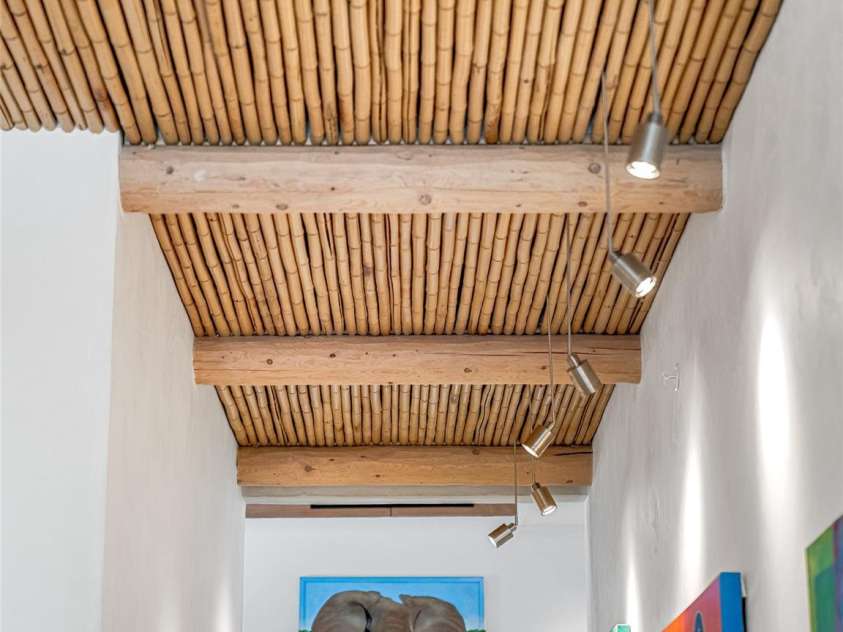 75 Broadway Street, Asheville, NC 28801.  MLS# CAR4219180, YatesRealty ID 2563. Beamed ceiling with bamboo thatch and back lighting