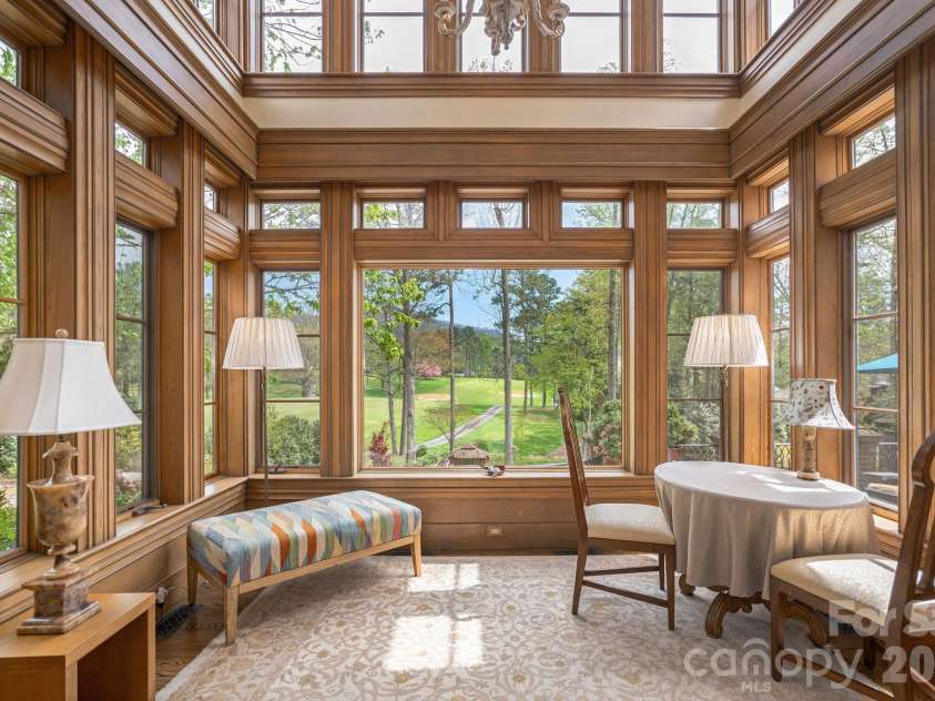 8 Fairway Place, Asheville, NC 28803.  MLS# CAR4245541, YatesRealty ID 2564. Two-story atrium with panoramic golf course view