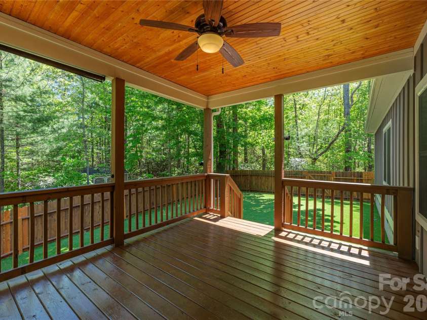 349 Freedom Trail Court, Zirconia, NC 28790.  MLS# CAR4375965, YatesRealty ID 25658. Back covered deck