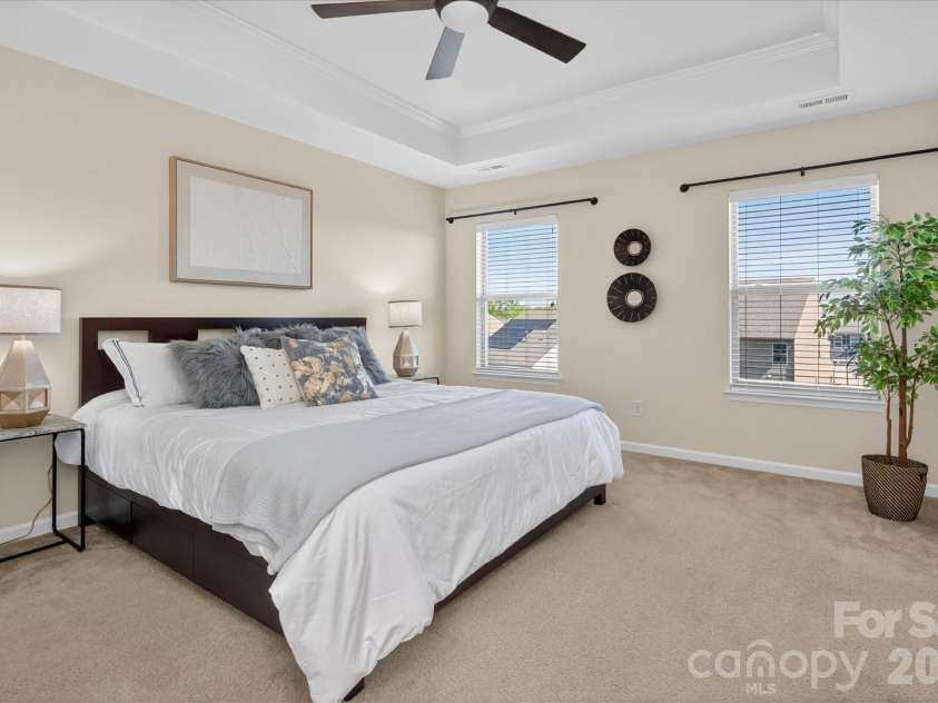 2032 Pinyon Lane, Lancaster, SC 29720.  MLS# CAR4369773, YatesRealty ID 25677. Master Bed + Tray Ceiling  with Crown Molding + Ceiling Fan
