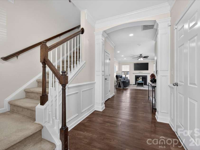 2032 Pinyon Lane, Lancaster, SC 29720.  MLS# CAR4369773, YatesRealty ID 25677. Wainscoting + Freshly painted stairway