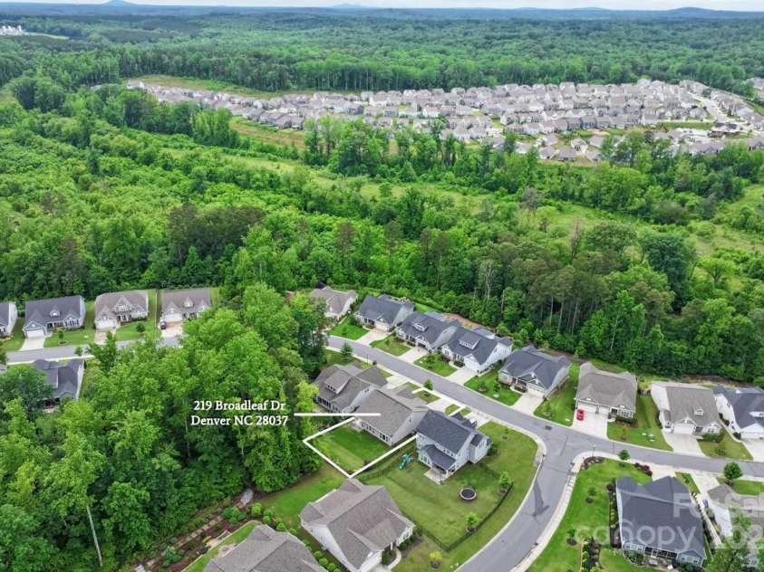 219 Broadleaf Drive, Denver, NC 28037.  MLS# CAR4265284, YatesRealty ID 25691. Aerial view of the community