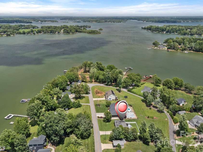 7478 Pine Ridge Drive, Denver, NC 28037.  MLS# CAR4272908, YatesRealty ID 25697. Breathtaking aerial view of the peaceful peninsula community surrounded by scenic Lake Norman.