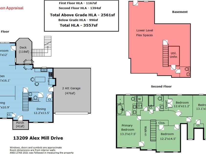13209 Alex Mill Drive, Pineville, NC 28134.  MLS# CAR4377653, YatesRealty ID 25705. Floorplan