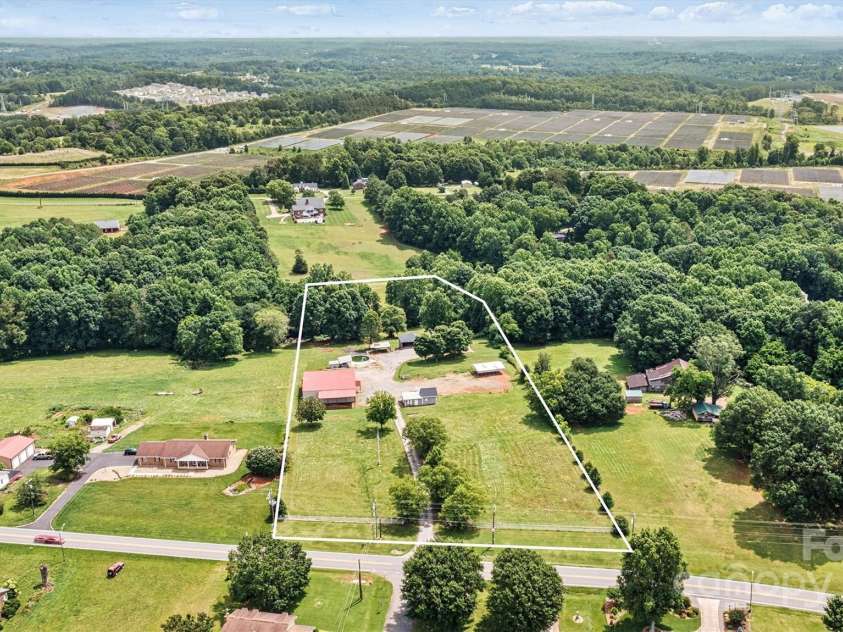 3724 County Home Road, Conover, NC 28613.  MLS# CAR4275725, YatesRealty ID 25751. Aerial Lot Line Overlay - Lines are approximate