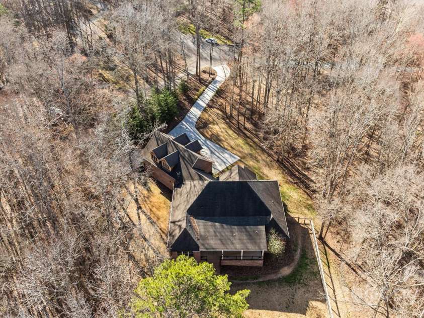 11280 Mcfalls Drive, Indian Land, SC 29707.  MLS# CAR4225880, YatesRealty ID 25762. A view from above showing the foot print, long driveway and cul de sac location. Attic is SEALED and crawl space is CONDITIONED and SEALED