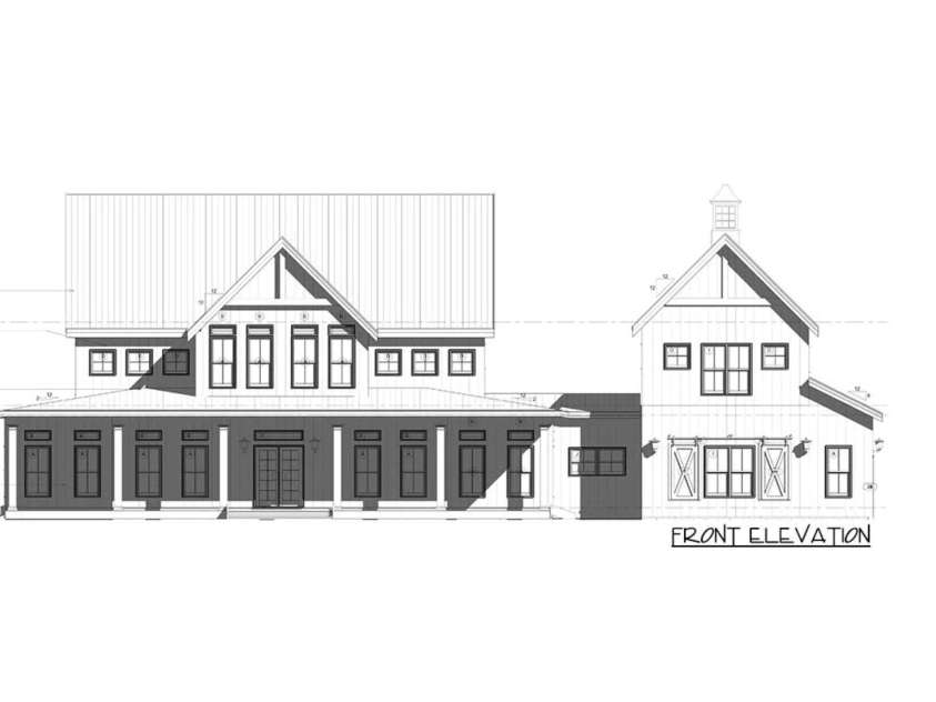 Lot 5 Country Estates Drive, Waxhaw, NC 28173.  MLS# CAR4278674, YatesRealty ID 25768. Symmetrical design and classic proportions, complete with a welcoming covered porch, tall vertical windows, and a detached-style side wing with barn-style shutters and a cupola-topped gable.