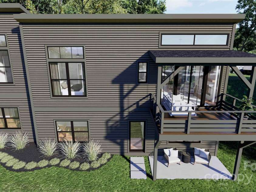 512 Sunset Villas Lane, Asheville, NC 28804.  MLS# CAR4320606, YatesRealty ID 2580. Back exterior rendering