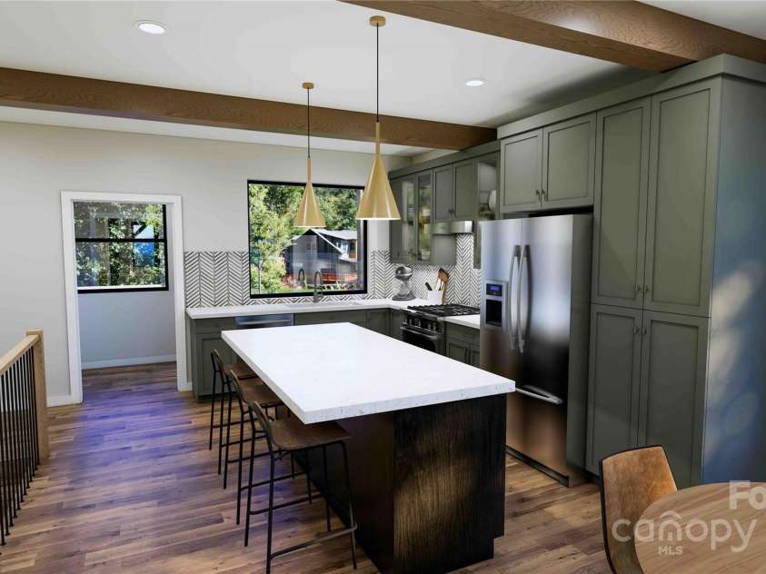 512 Sunset Villas Lane, Asheville, NC 28804.  MLS# CAR4320606, YatesRealty ID 2580. Kitchen rendering
