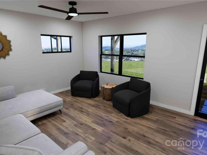 512 Sunset Villas Lane, Asheville, NC 28804.  MLS# CAR4320606, YatesRealty ID 2580. Lower family room rendering