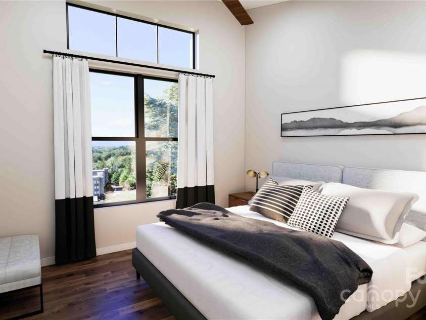 512 Sunset Villas Lane, Asheville, NC 28804.  MLS# CAR4320606, YatesRealty ID 2580. Primary bedroom rendering