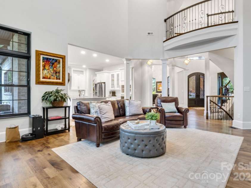 6327 Fox Tail Lane, Davidson, NC 28036.  MLS# CAR4271331, YatesRealty ID 25803. Open concept view from Great Room looking towards the dining, foyer and office.