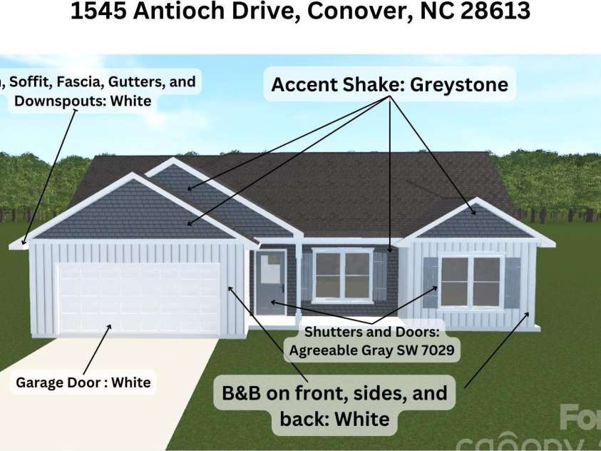 1545 Antioch Drive, Conover, NC 28613.  MLS# CAR4333980, YatesRealty ID 2581. Exterior Representative Rendering of Home