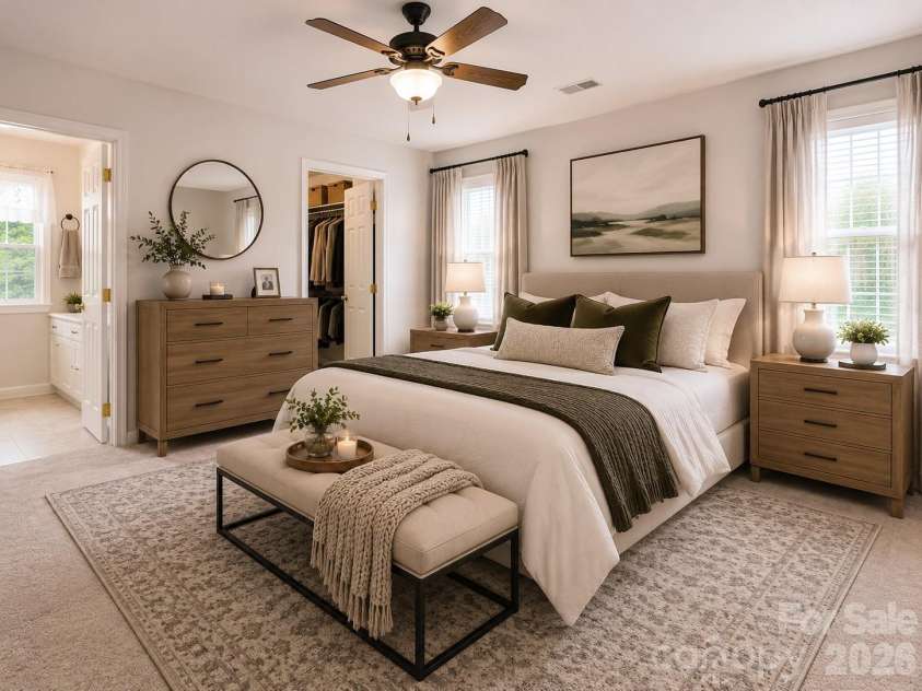 1010 Ridgefield Circle, Indian Trail, NC 28079.  MLS# CAR4385129, YatesRealty ID 25870. Master bedroom virtually staged