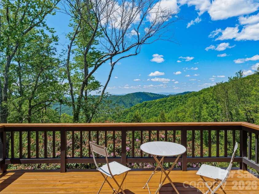 100 Big Spring Drive, Asheville, NC 28804.  MLS# CAR4375270, YatesRealty ID 25890. Dining deck with views.