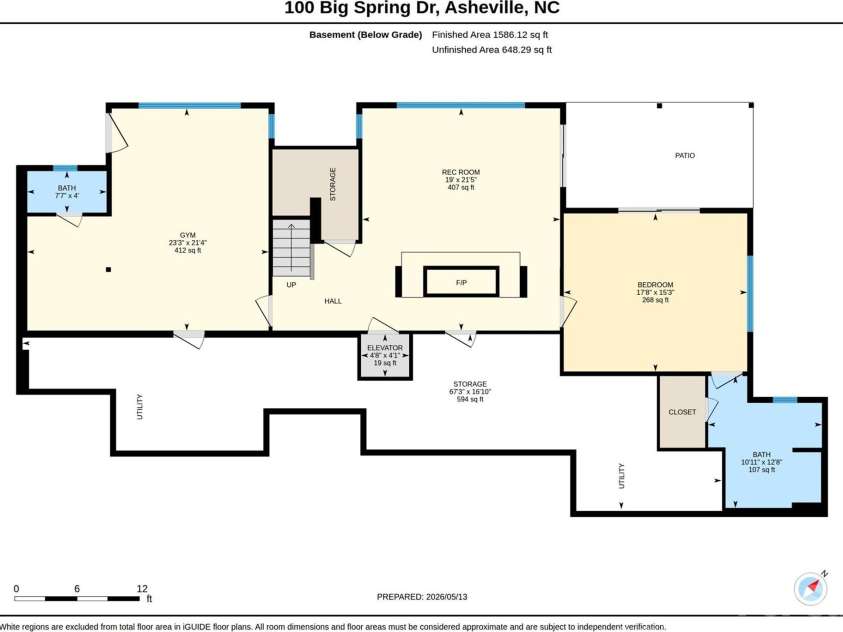 100 Big Spring Drive, Asheville, NC 28804.  MLS# CAR4375270, YatesRealty ID 25890. Lower level floor plan.