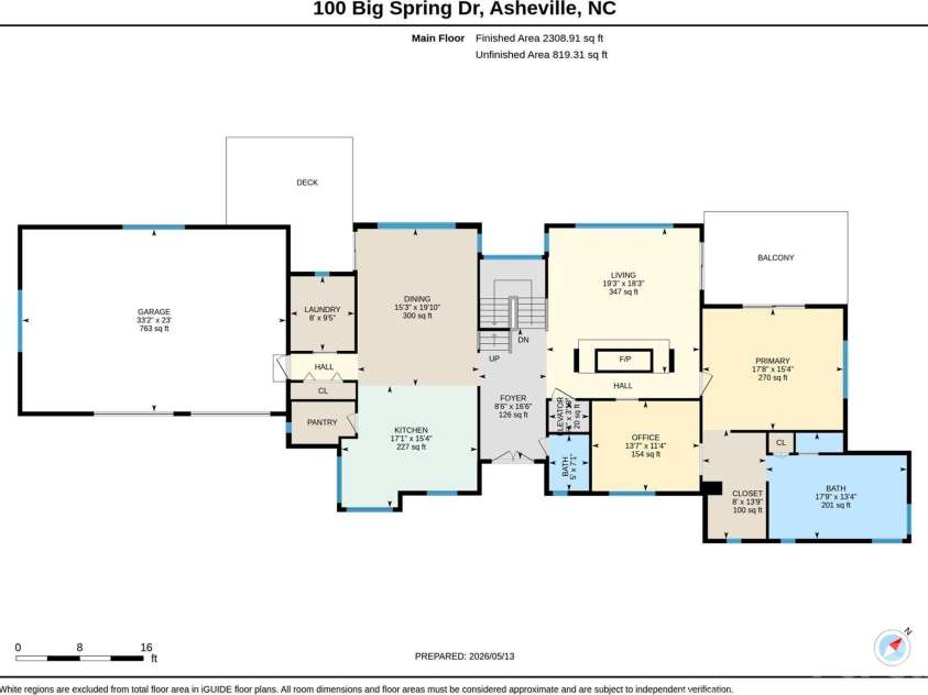 100 Big Spring Drive, Asheville, NC 28804.  MLS# CAR4375270, YatesRealty ID 25890. Main level floor plan.