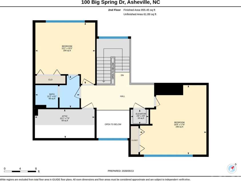 100 Big Spring Drive, Asheville, NC 28804.  MLS# CAR4375270, YatesRealty ID 25890. Upper level floor plan.