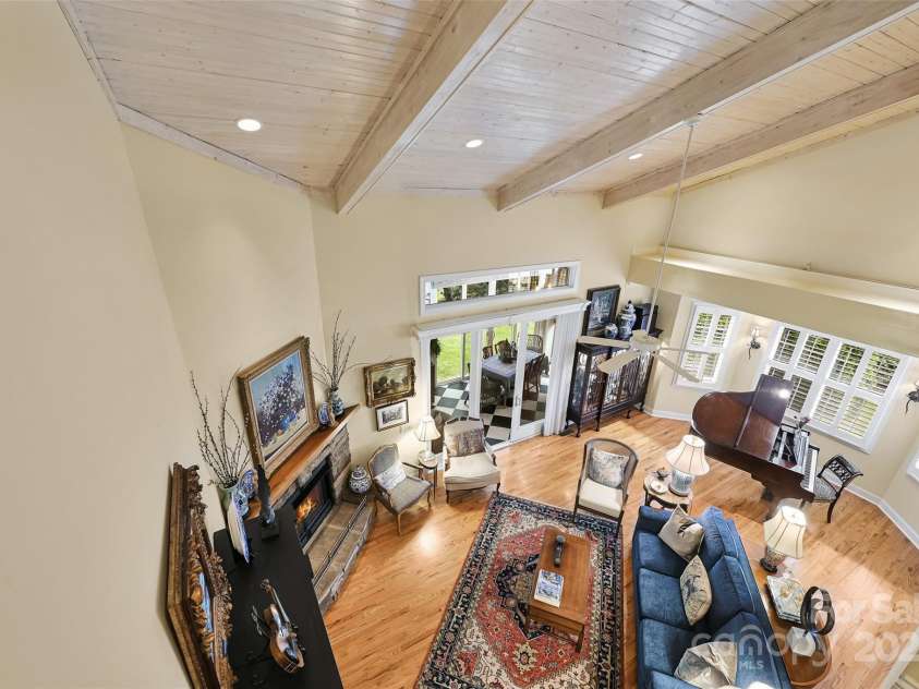 43 Towne Place Drive, Hendersonville, NC 28792.  MLS# CAR4276798, YatesRealty ID 25921. View from upper level to great room