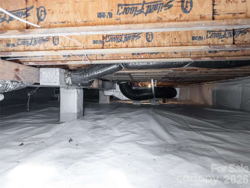 8 Turkey Toe Lane, Arden, NC 28704.  MLS# CAR4345806, YatesRealty ID 25923. Encapsulated crawlspace