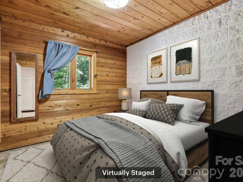 98 Sparkling Springs Road, Fairview, NC 28730.  MLS# CAR4376359, YatesRealty ID 25953. Virtually Staged Bedroom