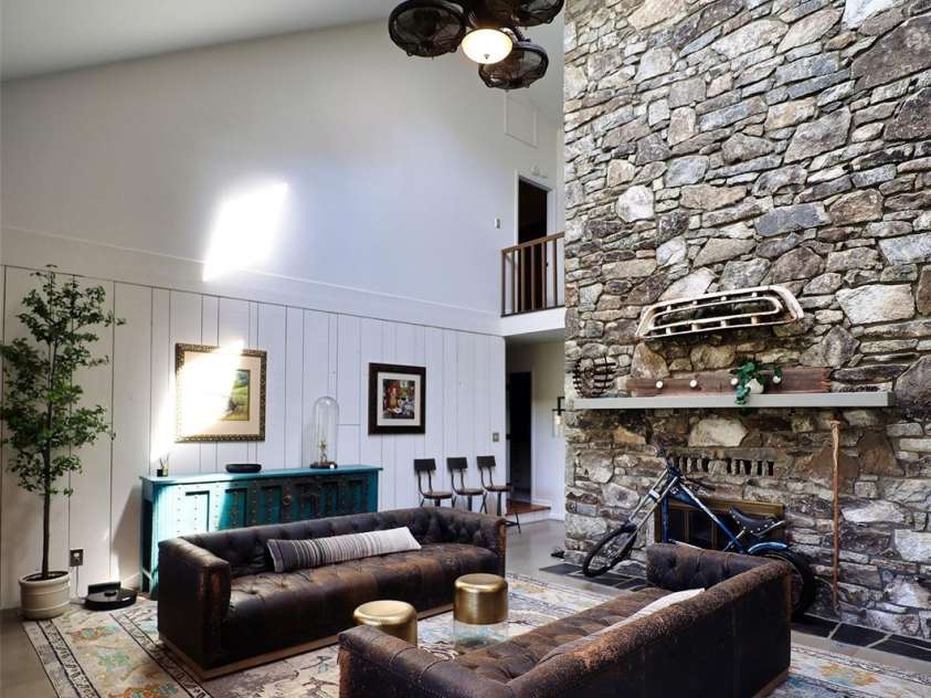 100 Ballantree Drive, Asheville, NC 28803.  MLS# CAR4277967, YatesRealty ID 25963. Stone Fireplace and Skylights in Great Room - How Magical!