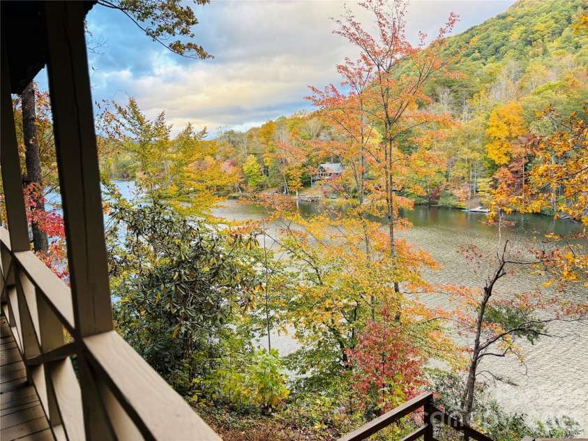 222 West Lake Drive, Lake Lure, NC 28746.  MLS# CAR4294335, YatesRealty ID 2601. Fall Photos from lower deck