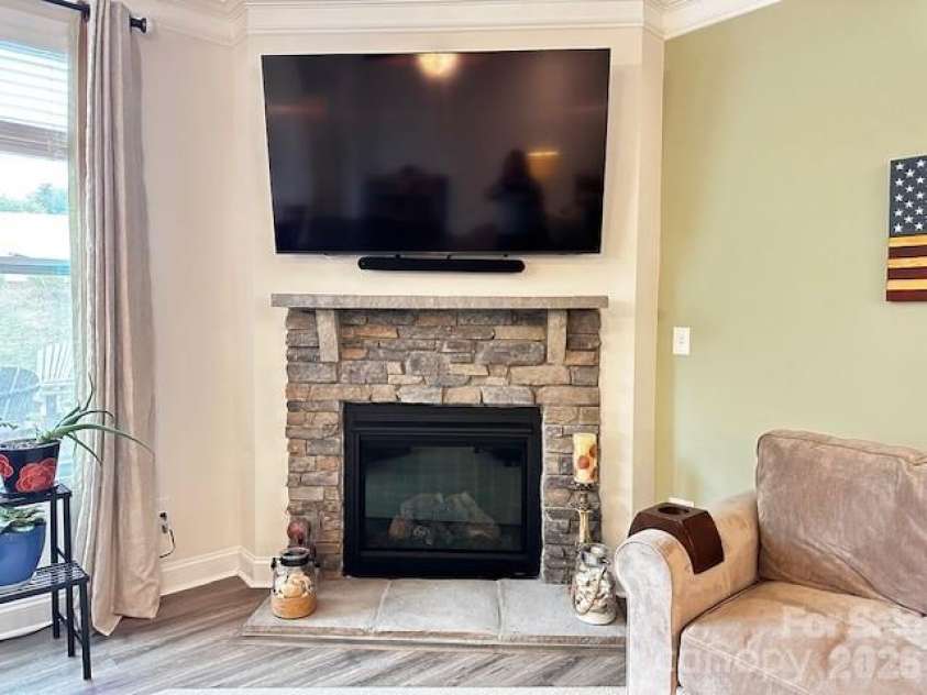 4450 Streamside Road, Denver, NC 28037.  MLS# CAR4374294, YatesRealty ID 26063. Stone Fireplace w/Gas Logs