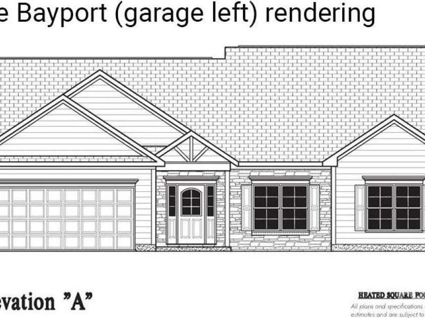 130 Windstone Crossing Trail, Troutman, NC 28166.  MLS# CAR4387073, YatesRealty ID 26113. Rendering of Bayport, which will be garage left on this lot