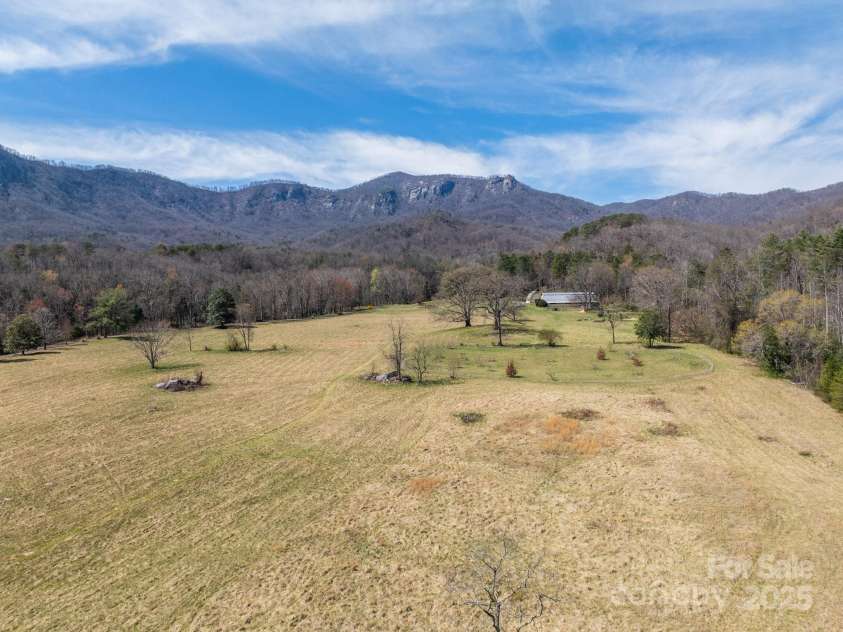 400 Kings Drive, Lake Lure, NC 28746.  MLS# CAR4264882, YatesRealty ID 2612. Winter view of the pastures that are nearly surrounded by conservation NC State Park lands.