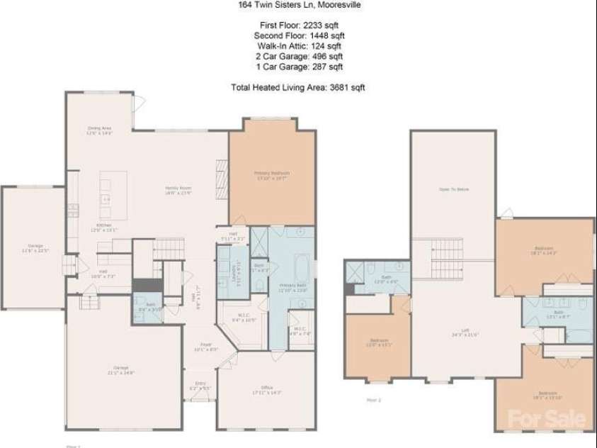 164 Twin Sisters Lane, Mooresville, NC 28117.  MLS# CAR4262984, YatesRealty ID 26120. 