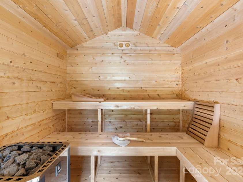 256 Nahum Road, Moravian Falls, NC 28654.  MLS# CAR4275145, YatesRealty ID 26163. White Cedar /European style Firewood dry sauna