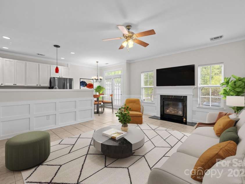 104 Clydesdale Court, Matthews, NC 28104.  MLS# CAR4252630, YatesRealty ID 26167. Great Room Virtually Staged