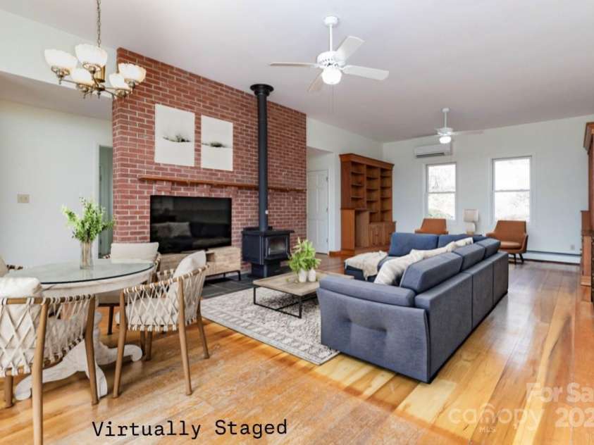 1510 Graham Road, Marshall, NC 28753.  MLS# CAR4241264, YatesRealty ID 26172. Dining Area/ Living Room-Virtually Staged
