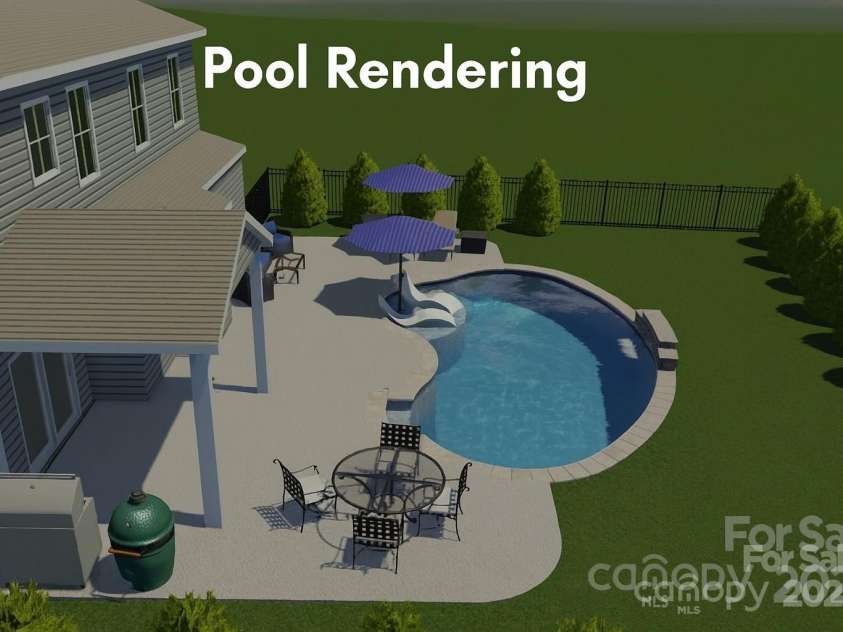 704 Fresia Drive, Tega Cay, SC 29708.  MLS# CAR4241905, YatesRealty ID 26186. Backyard pool rendering