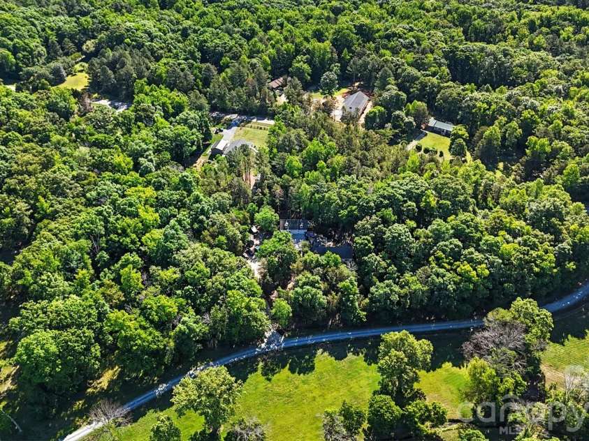 9701 Deer Run Road, Waxhaw, NC 28173.  MLS# CAR4382004, YatesRealty ID 26310. Aerial view of 5 acres