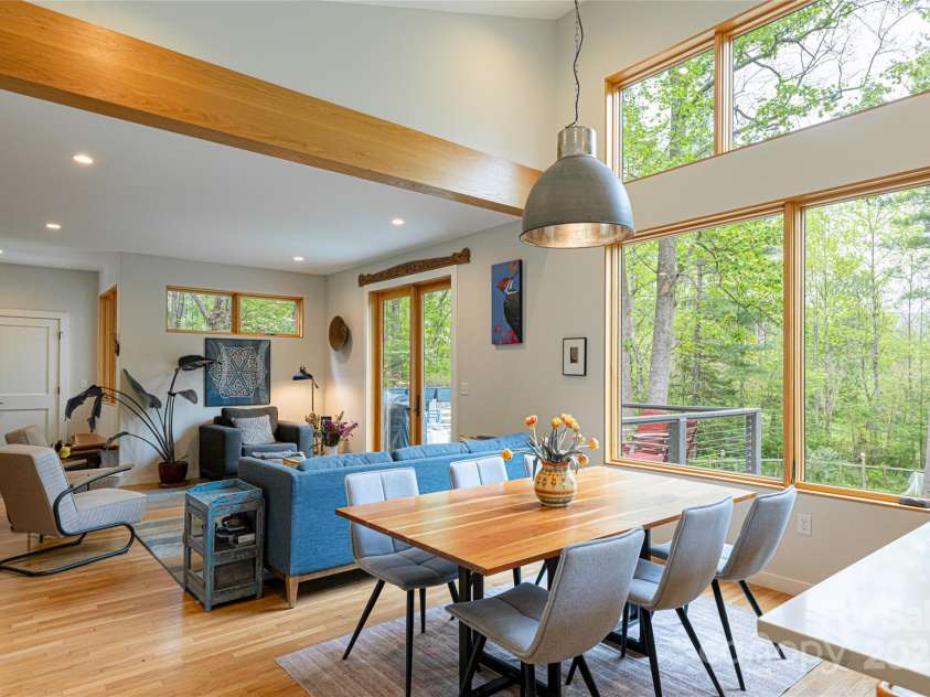 2057 Riceville Road, Asheville, NC 28805.  MLS# CAR4252672, YatesRealty ID 26320. Dining area overlooking living room