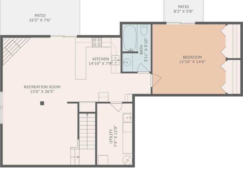 145 Fox Glen Drive, Arden, NC 28704.  MLS# CAR4134713, YatesRealty ID 26394. Daylight basement apartment floor plan