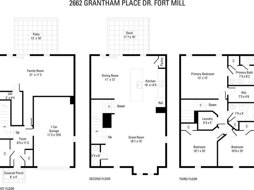 2662 Grantham Place Drive, Fort Mill, SC 29715.  MLS# CAR4386489, YatesRealty ID 26402. Floor Plan