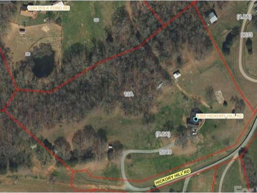 6355 Hickory Hill Lane, Stanfield, NC 28163.  MLS# CAR4381916, YatesRealty ID 26447. Aerial image