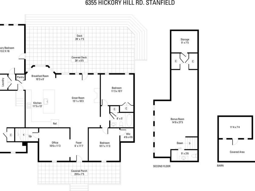 6355 Hickory Hill Lane, Stanfield, NC 28163.  MLS# CAR4381916, YatesRealty ID 26447. Floorplans
